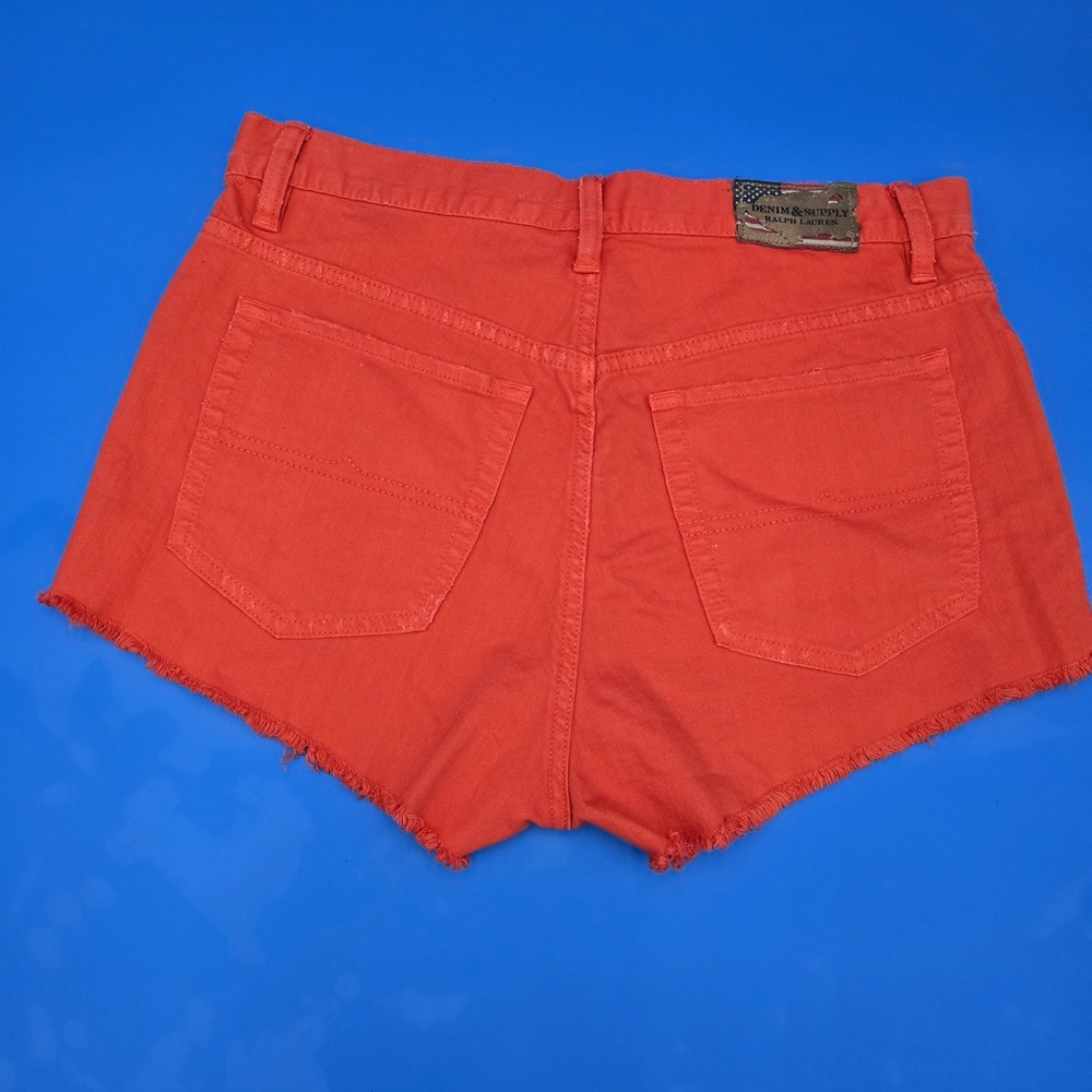 Ralph Lauren Denim & Supply‎ Vintage Cut Off Orange Denim Jean Shorts Sz 28